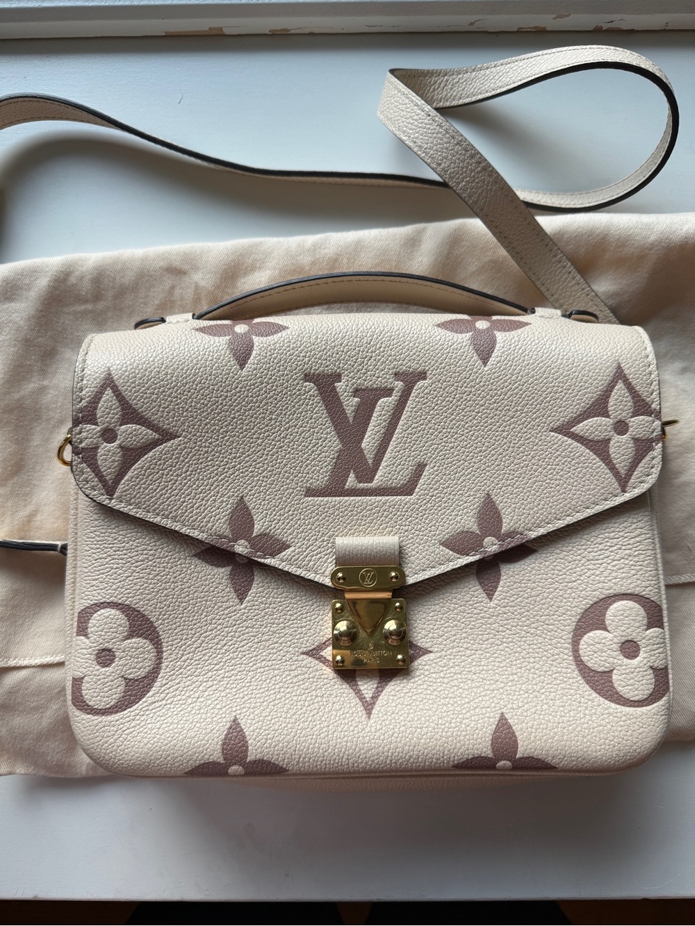 Louis Vuitton Pochette Metis MM Giant Empreinte Cream Crossbody
